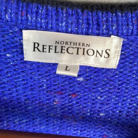 NORTHERN REFLECTIONS 90’s Vibe Sapphire Knit Embroidered Wool Sweater Vest L - Picture 5 of 10